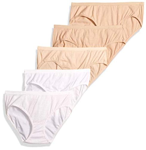 Hanes Ultimate Women's Comfort Cotton Hipster Panties 5-Pack,, White ...