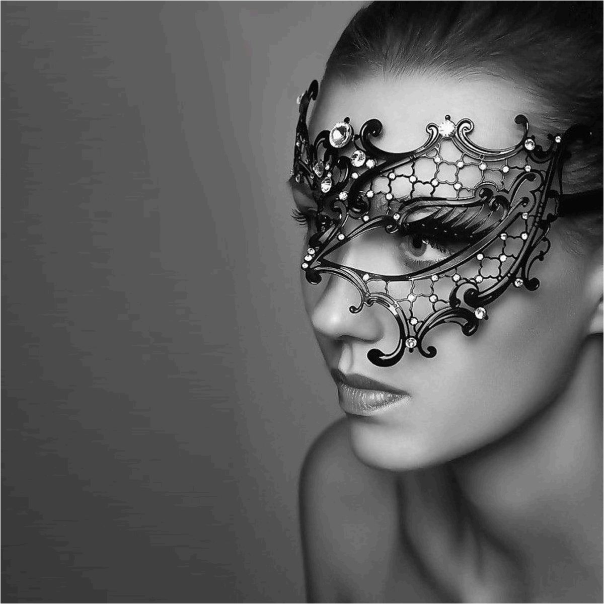 Masquerade Mask Women Shiny Rhinestone Venetian Party, Half Face, Size ...