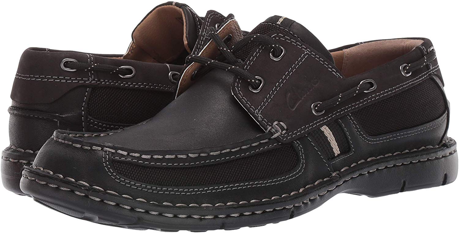 clarks mens black leather shoes