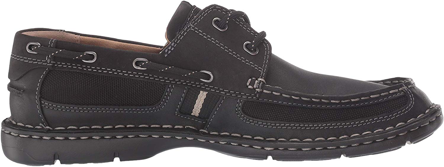 CLARKS Men's Waterloo Boat Shoe, Black Leather, Size 8.0 YCpZ | eBay