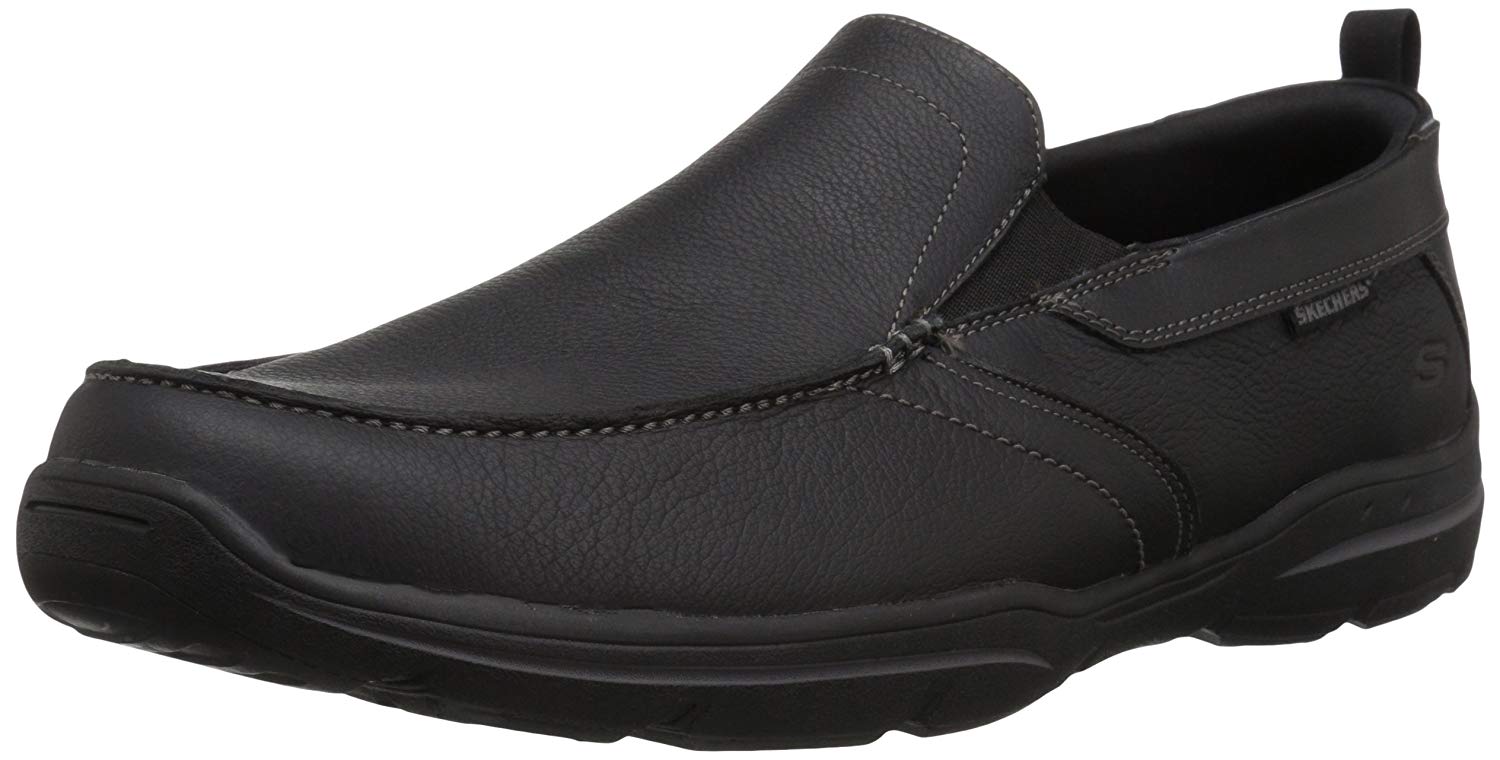Skechers Mens Forde Leather Closed Toe Slip On Shoes, Black, Size 8.5 ...