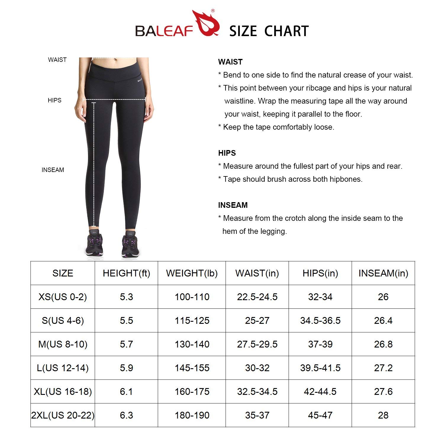 leggings yoga pants quality chart women's size