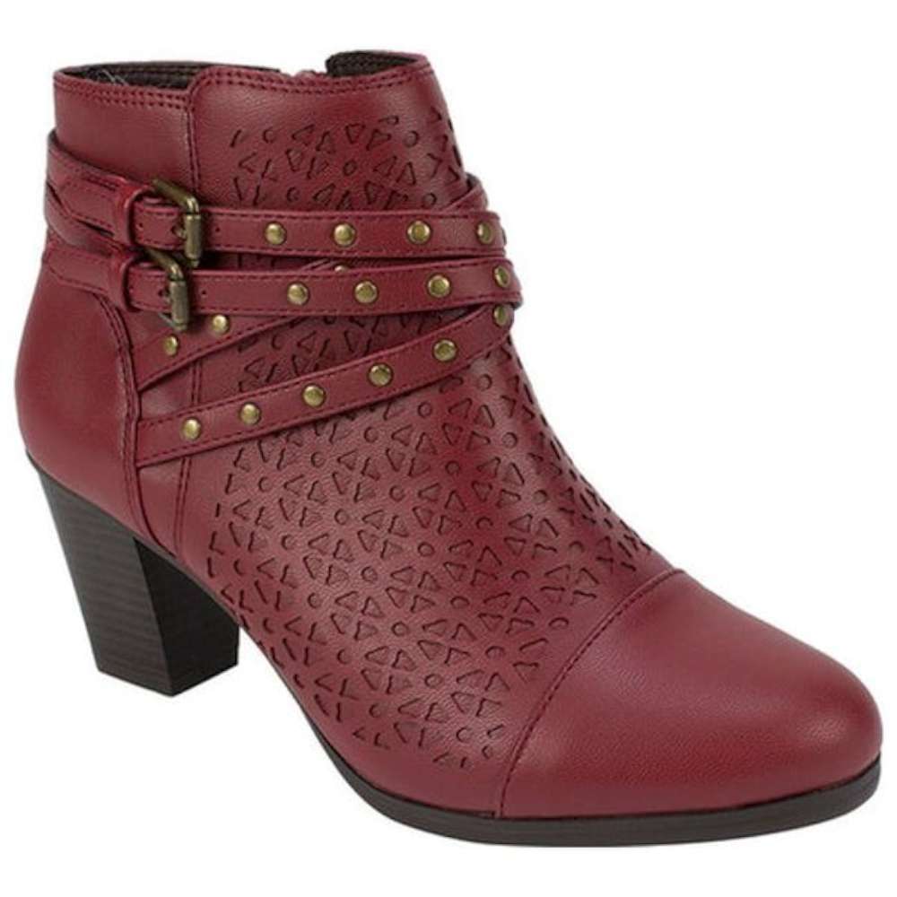 Rialto Womens Fisher Fabric Open Toe Ankle Fashion Boots, Red, Size 10. ...