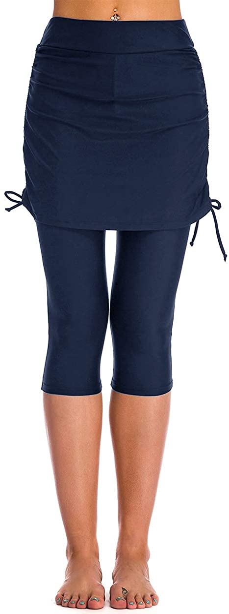 Seagoo Swim Skirt with Leggings Women UV Protection Skirted, Navy, Size ...