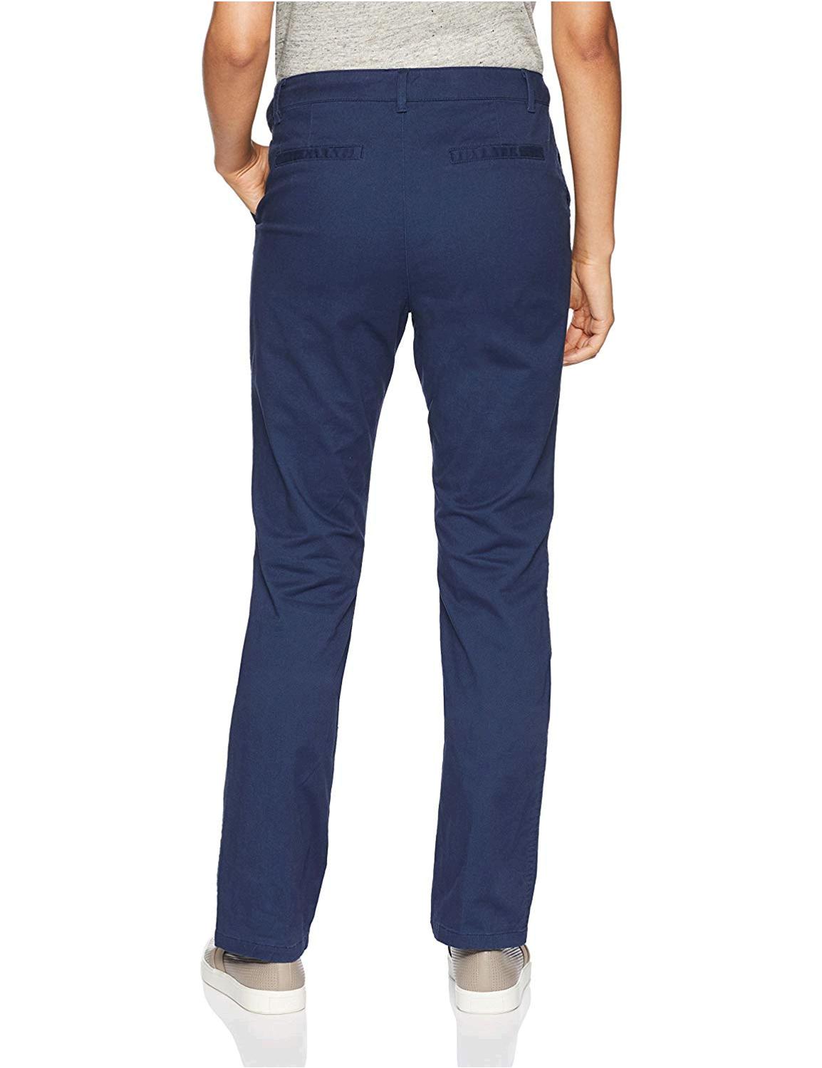 Essentials Women's Straight-Fit Stretch Twill Chino Pant,, Navy, Size 6 ...