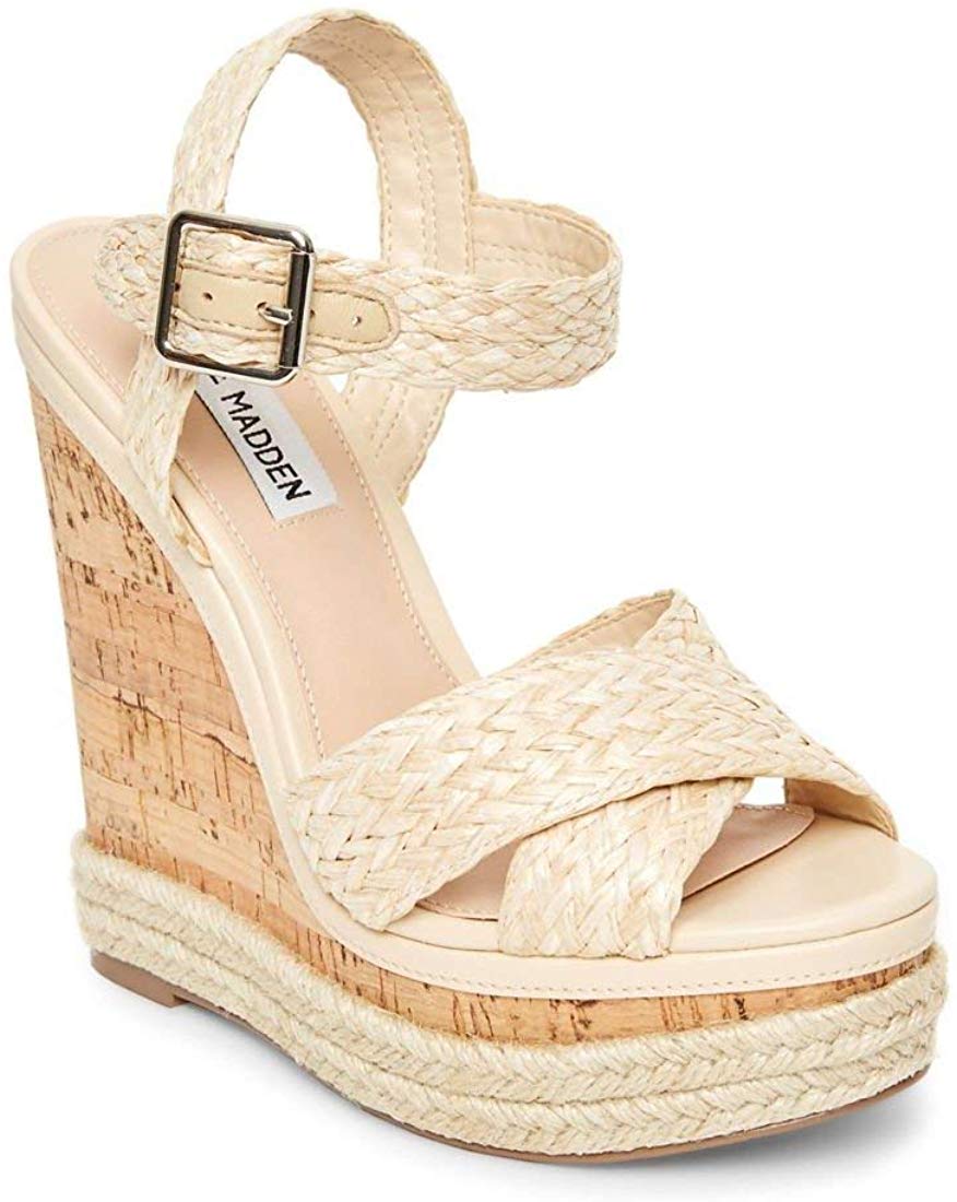 Steve Madden Women's Maven Wedge Sandal, Natural Raffia, Size 8.5 vUhH ...