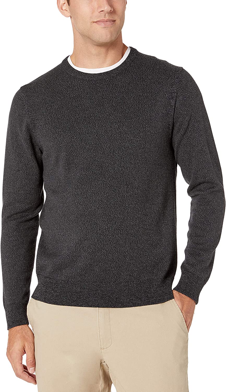 Essentials Men's Crewneck Sweater Sweater,, Charcoal Spacedye, Size 1