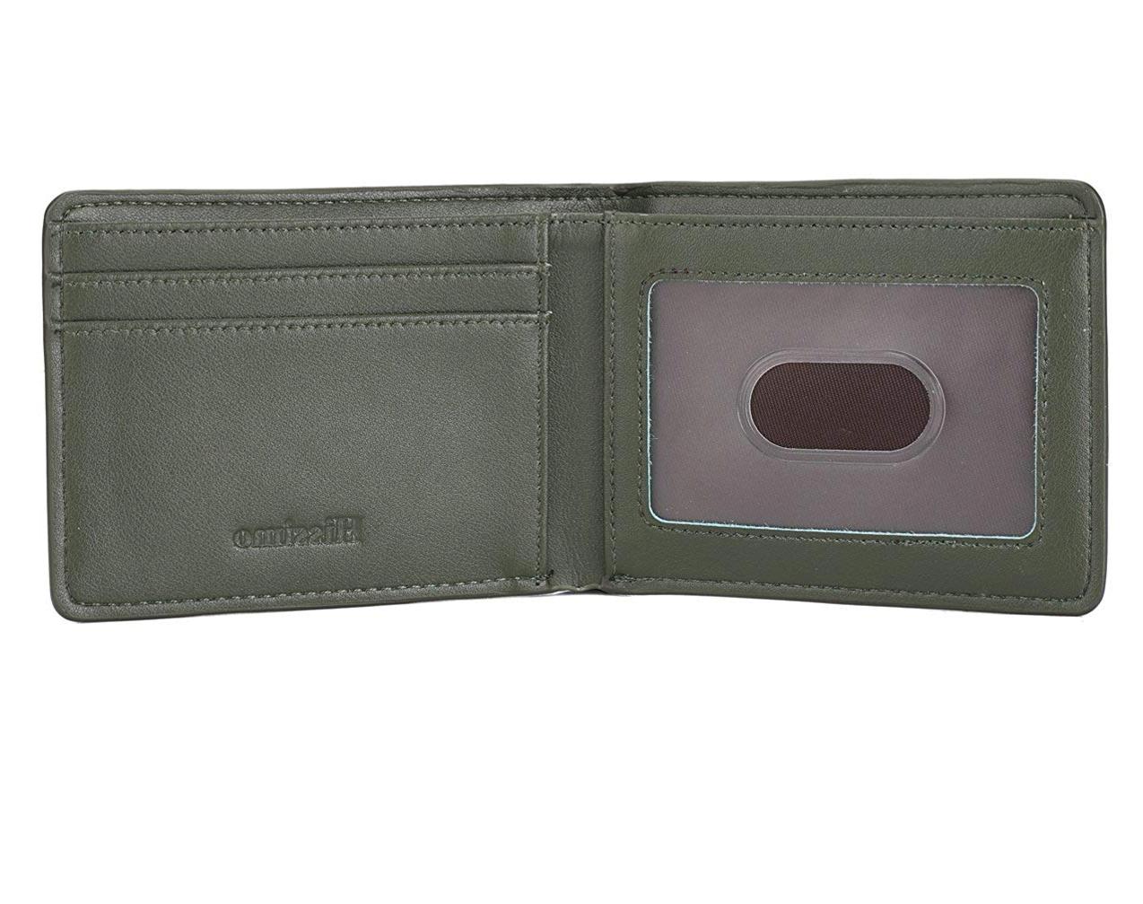 Mens Slim Front Pocket Wallet ID Window Card Case with, E01 Green