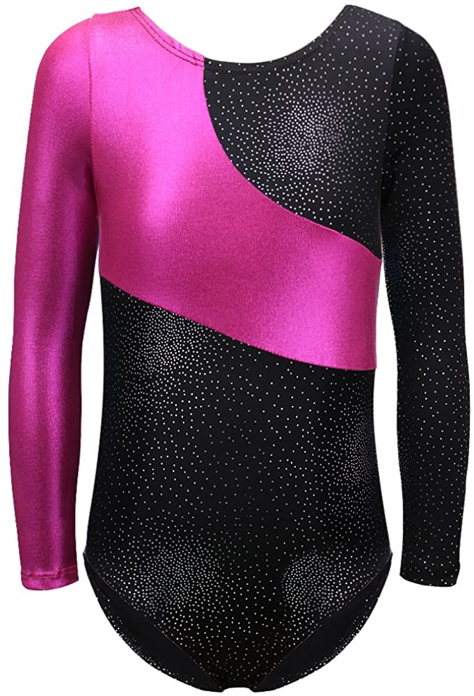 One Piece Gymnastics Leotard Stripe Starry Sky Long Sleeves Black Size 4 0 Ebay