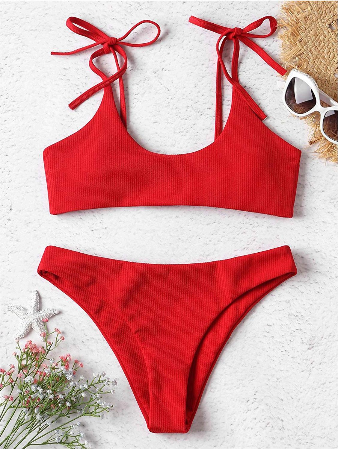 Red Ribbed Bikini Set Bikinis Bikini Set Clothes Design | My XXX Hot Girl