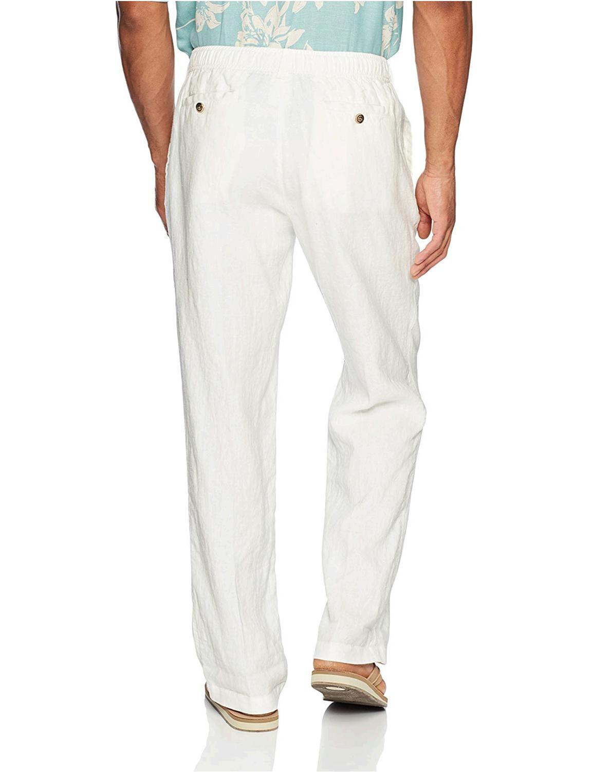 28 Palms Men's Relaxed-Fit Linen Pant with, Cream, Size XX-Large/32 ...