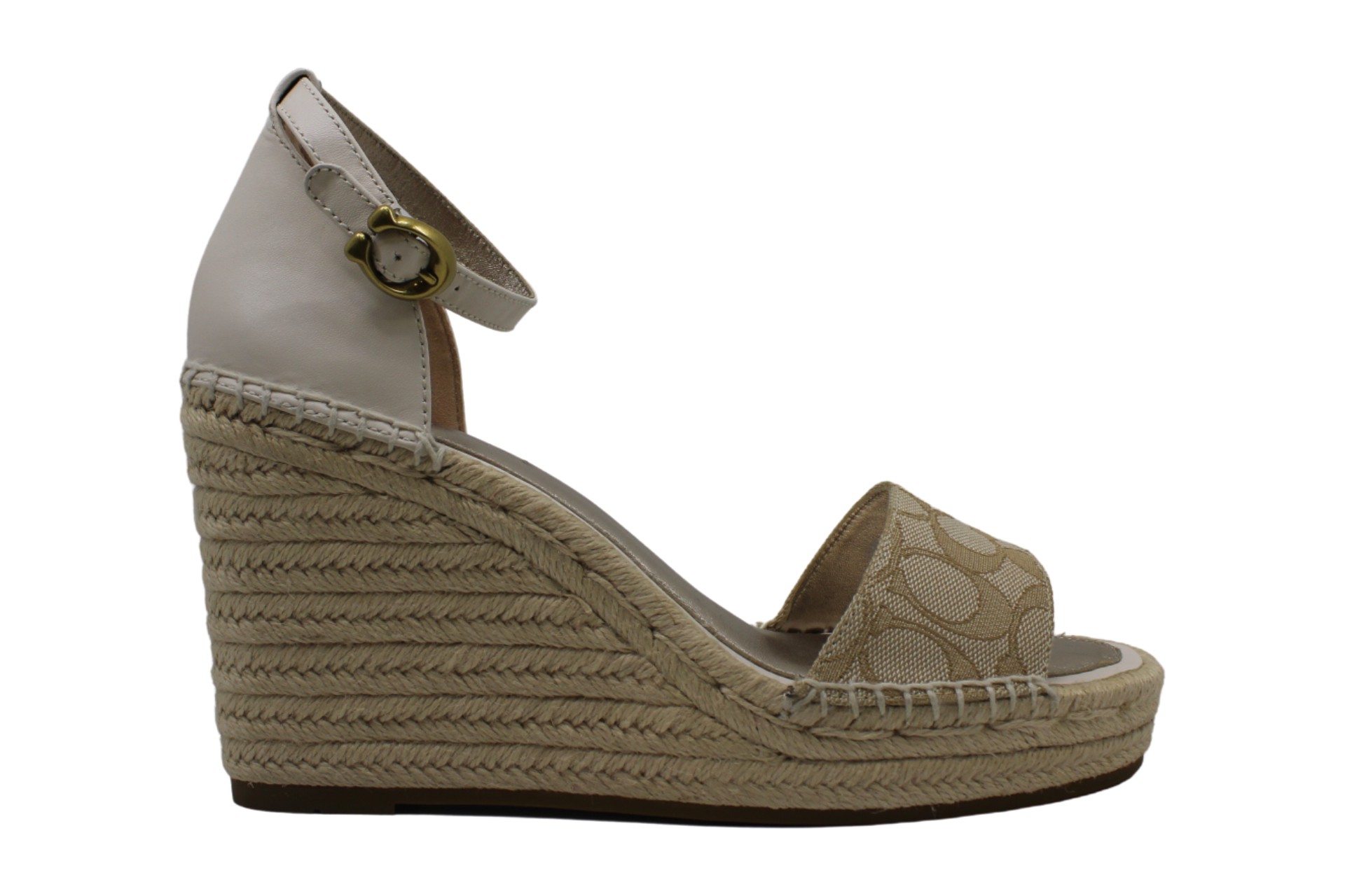 Coach Womens Kit Closed Toe Casual Espadrille Sandals, ivory chalk
