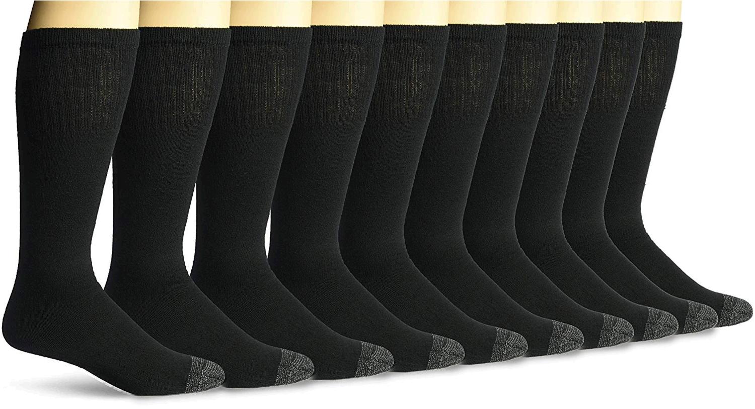 Fruit of the Loom Men's Cotton Work Gear Tube Socks |, Black, Size 6.0 ...