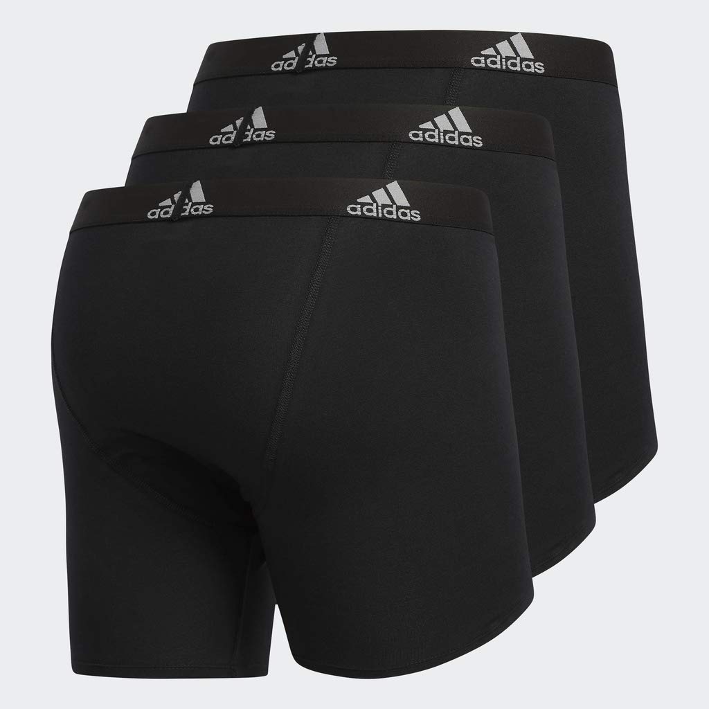 adidas Men's Stretch Cotton Boxer Briefs Underwear (3Pack),, Black