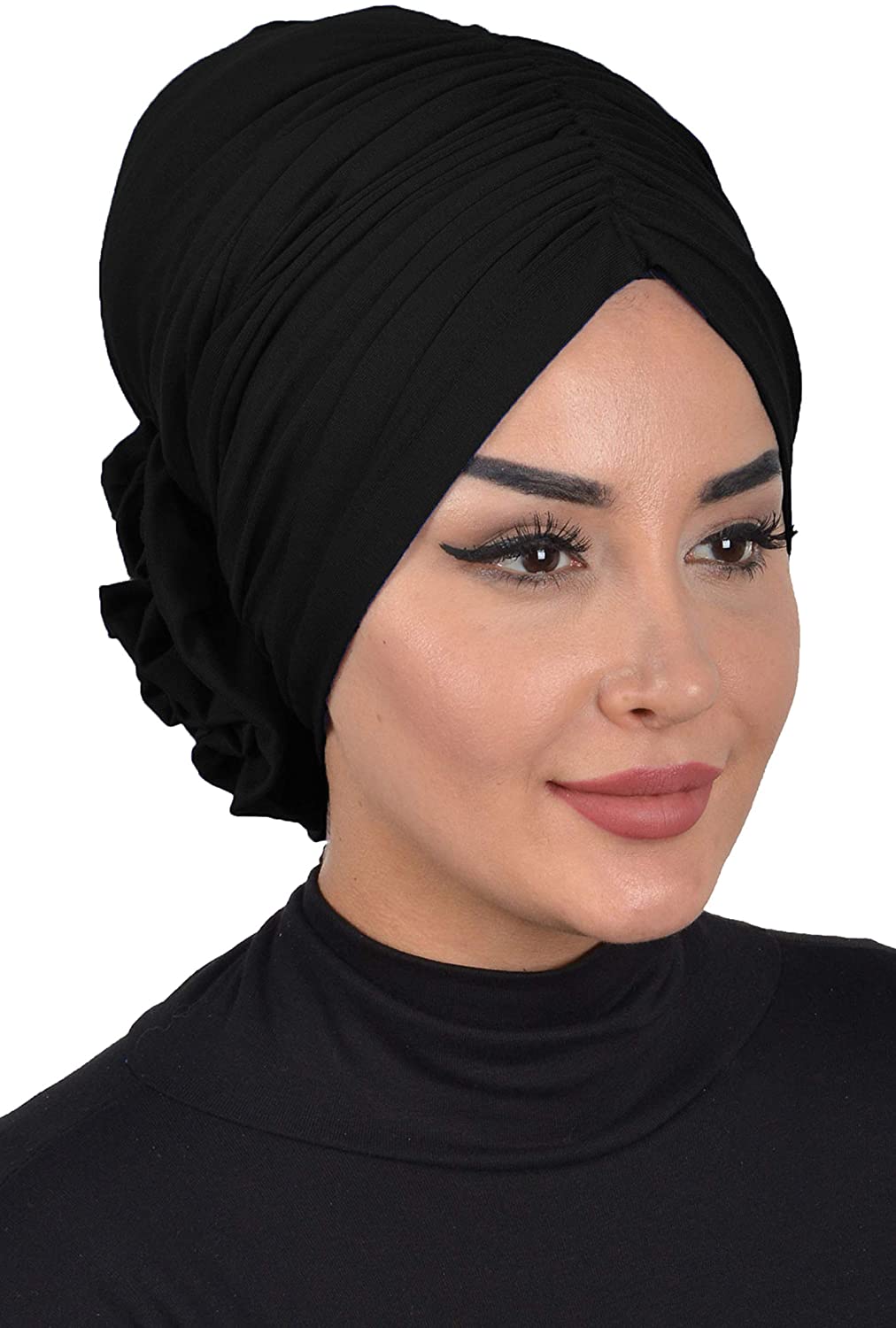 Instant Turban Cotton Scarf Head Wrap Scarfs For Women Hat, Black, Size