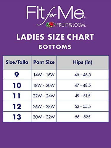 Fruit Of The Loom Size Chart Women's Underwear