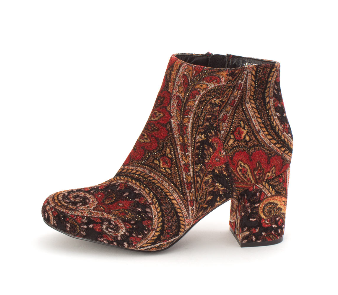 Diba Womens Brodie Fabric Almond Toe Ankle Fashion Boots, Red paisley ...