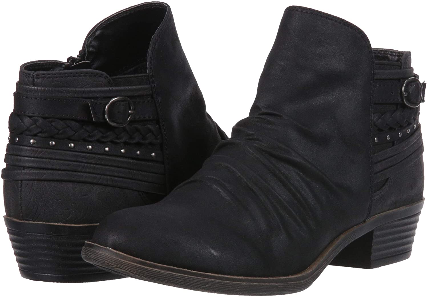black bootie with block heel