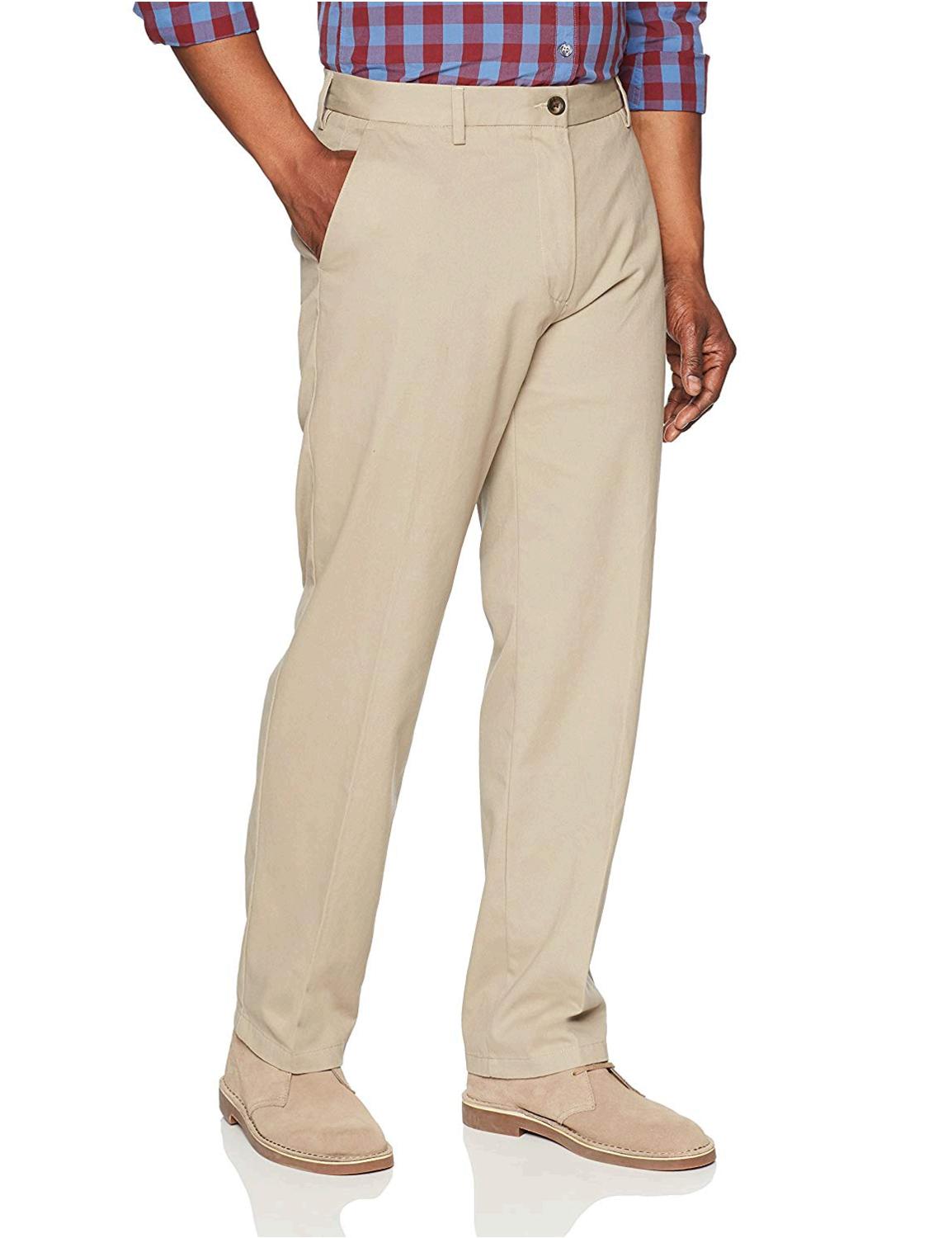 Essentials Men's ClassicFit WrinkleResistant, Khaki, Size 35W x 32L