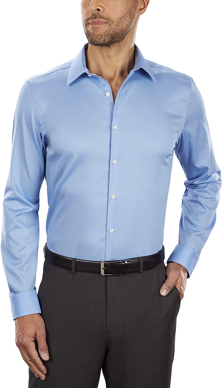 Van Heusen Men's Dress Shirt Slim Fit Flex Collar Stretch, Blue Frost ...