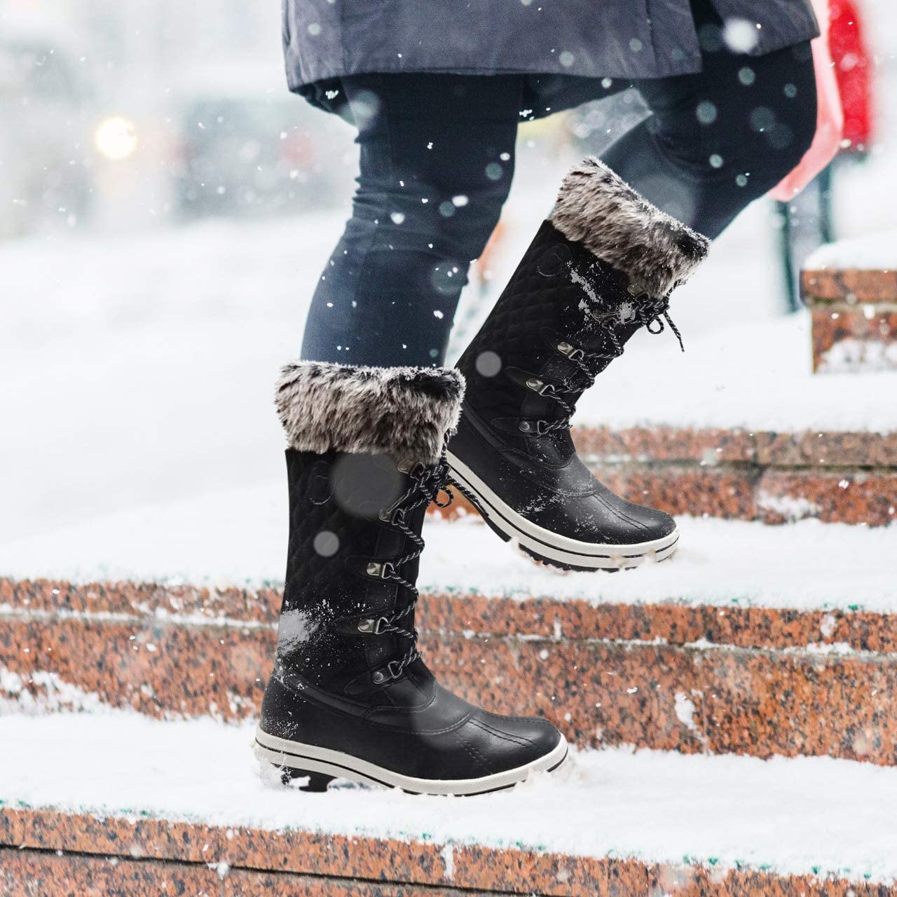 arcticshield women's waterproof memory foam fur winter snow boots