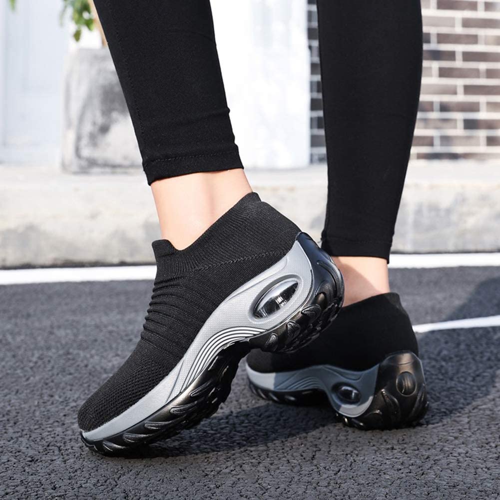 Slow Man Women's Shoes Slip On Running Sneaker Fabric Low Top, Black1 ...