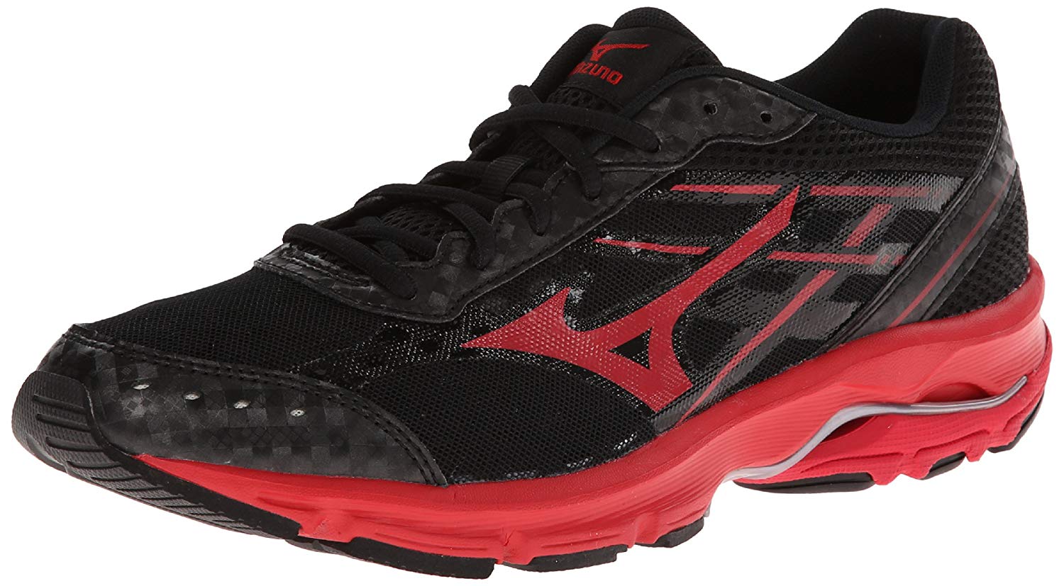 Mizuno Para Hombre Wave Unite 2 Hombres Low Top con cordones correr, negro rojo, Mizuno Para Hombre Wave Unite 2 Hombres Low Top con cordones correr, negro rojo,