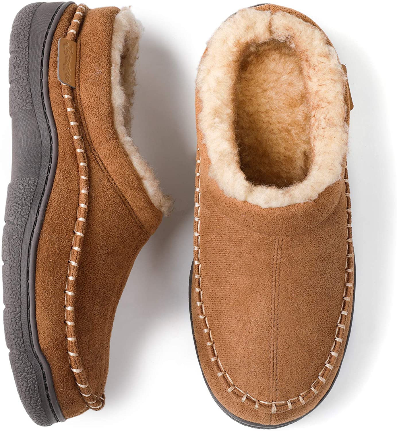 Zigzagger Men�s Fuzzy Microsuede Moccasin Style Slippers