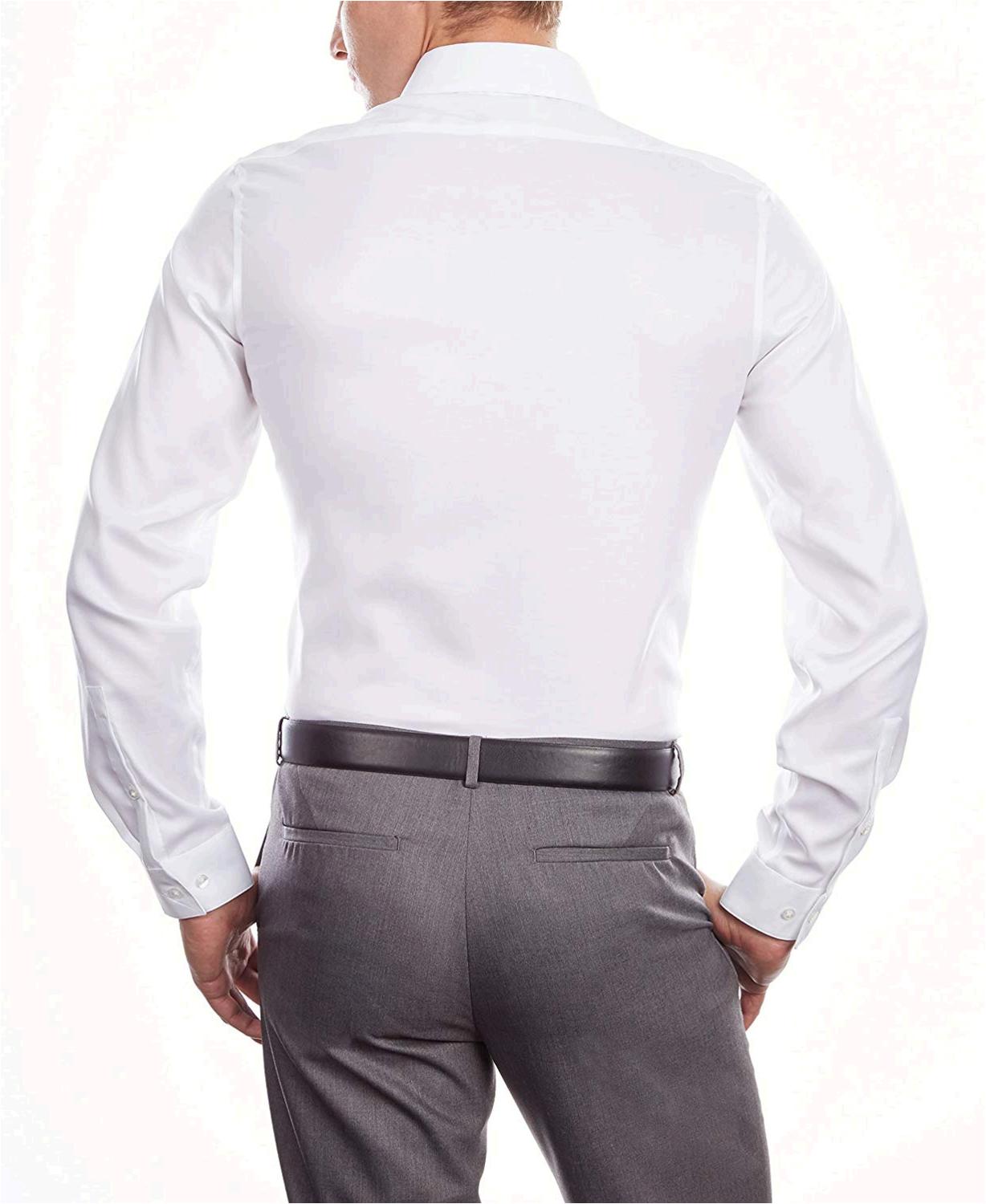 Calvin Klein Men's Dress Shirt Slim Fit Non Iron Stretch, White, Size