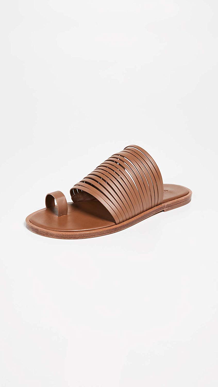 Vince Women's Penrose Toe Ring Slides, Tan, Size 6.0 61lY | eBay