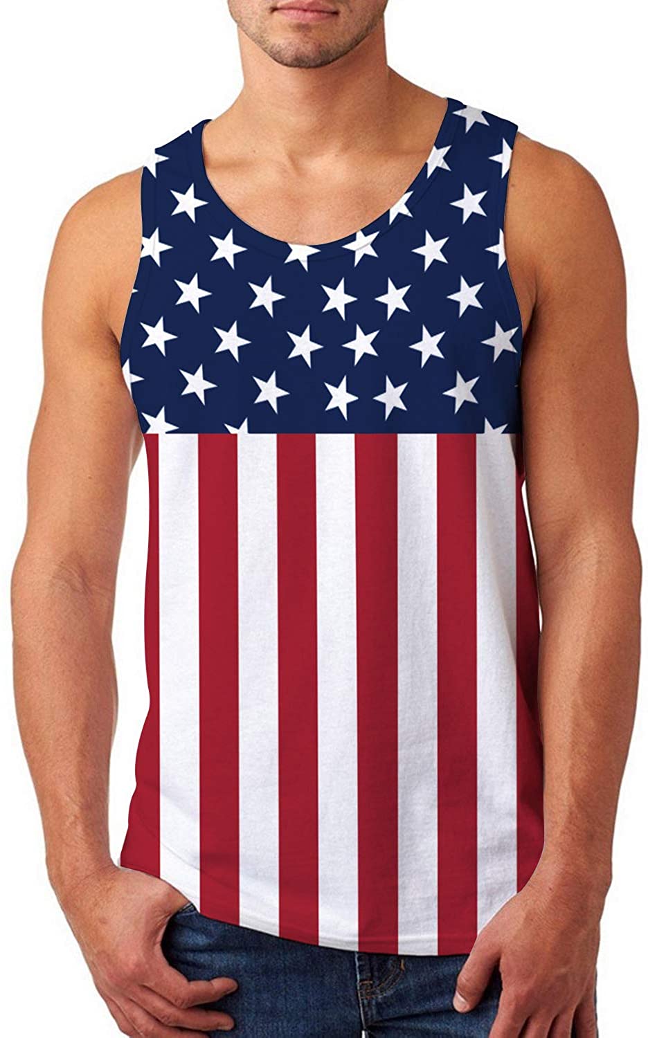 uideazone Men Graphic Tank Top USA Flag Patriotic Singlet, Flag 03 ...