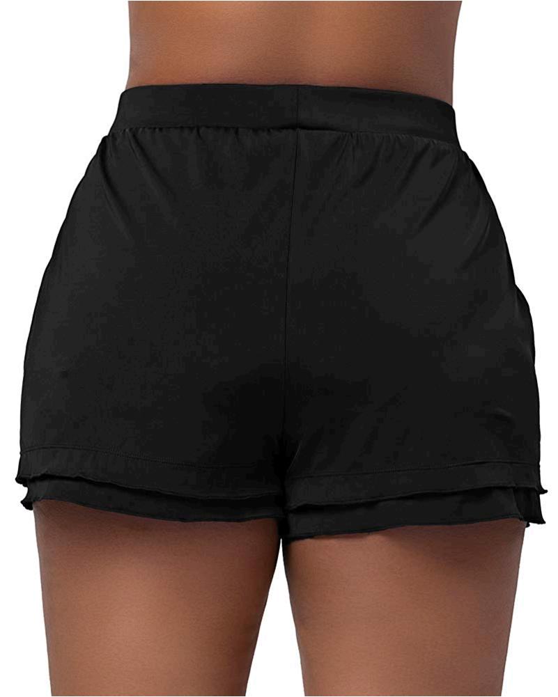 KEEPRONE Women's Swimsuit Shorts Plus Size Boardshorts Girls, Black ...