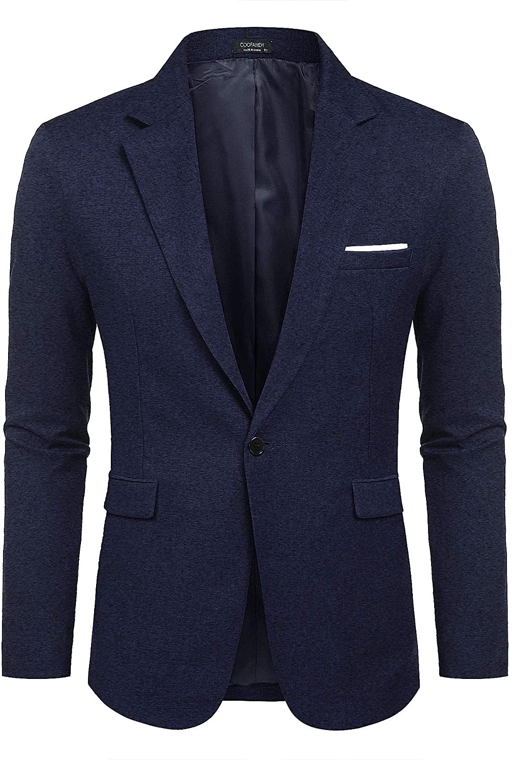 COOFANDY Mens Cotton Casual Lapel Blazer Jacket Lightweight, Blue, Size ...