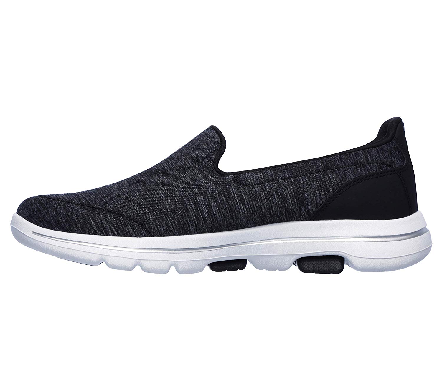 Skechers Womens 15903 Fabric Low Top Slip On Running, Black/White, Size ...