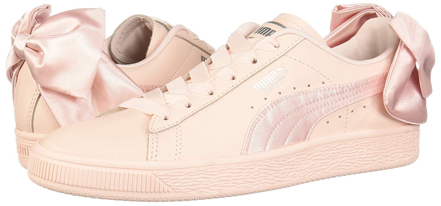 Puma Womens Basket Bow Low Top Lace Up Fashion Sneakers