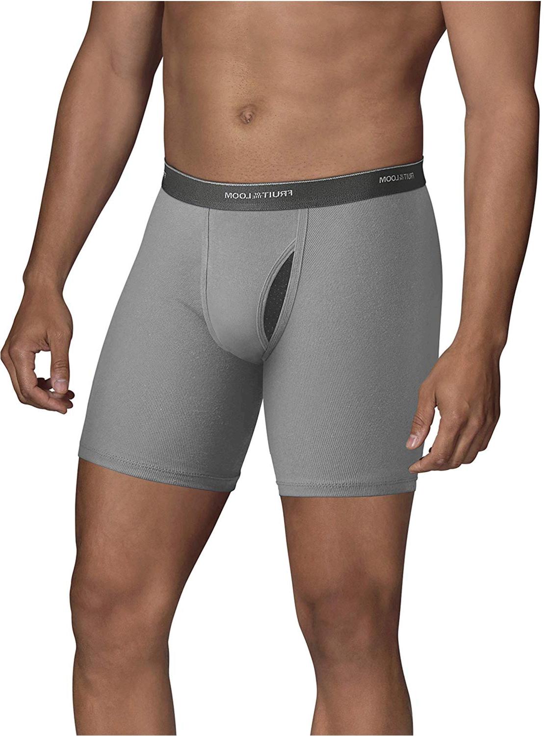 Fruit of the Loom Men's No Ride Up Boxer Brief, Covered, Grey, Size XXX