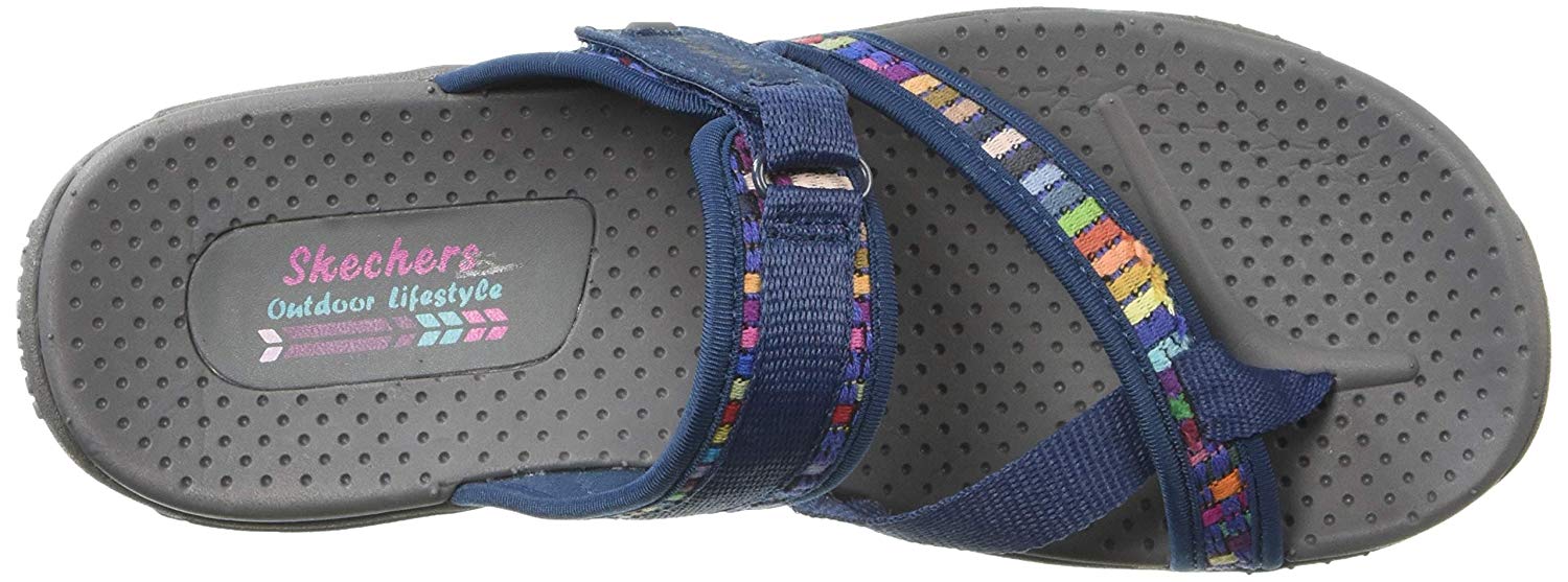 Skechers Women's ReggaeMad SwagToe Thong Woven Sandal, Navy, Size 5.0
