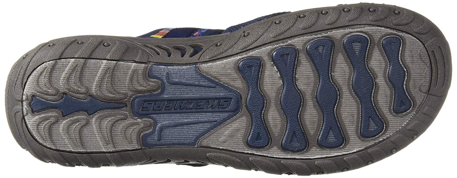 Skechers Women's ReggaeMad SwagToe Thong Woven Sandal, Navy, Size 5.0