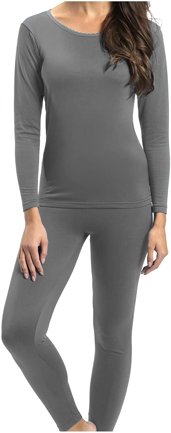 Rocky Thermal Underwear for Women Fleece Lined Thermals, Grey, Size ...