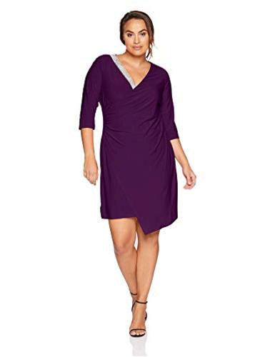 Msk Womens Plus Size Surplice Cocktail Dress With Ruching And Luxe 4415