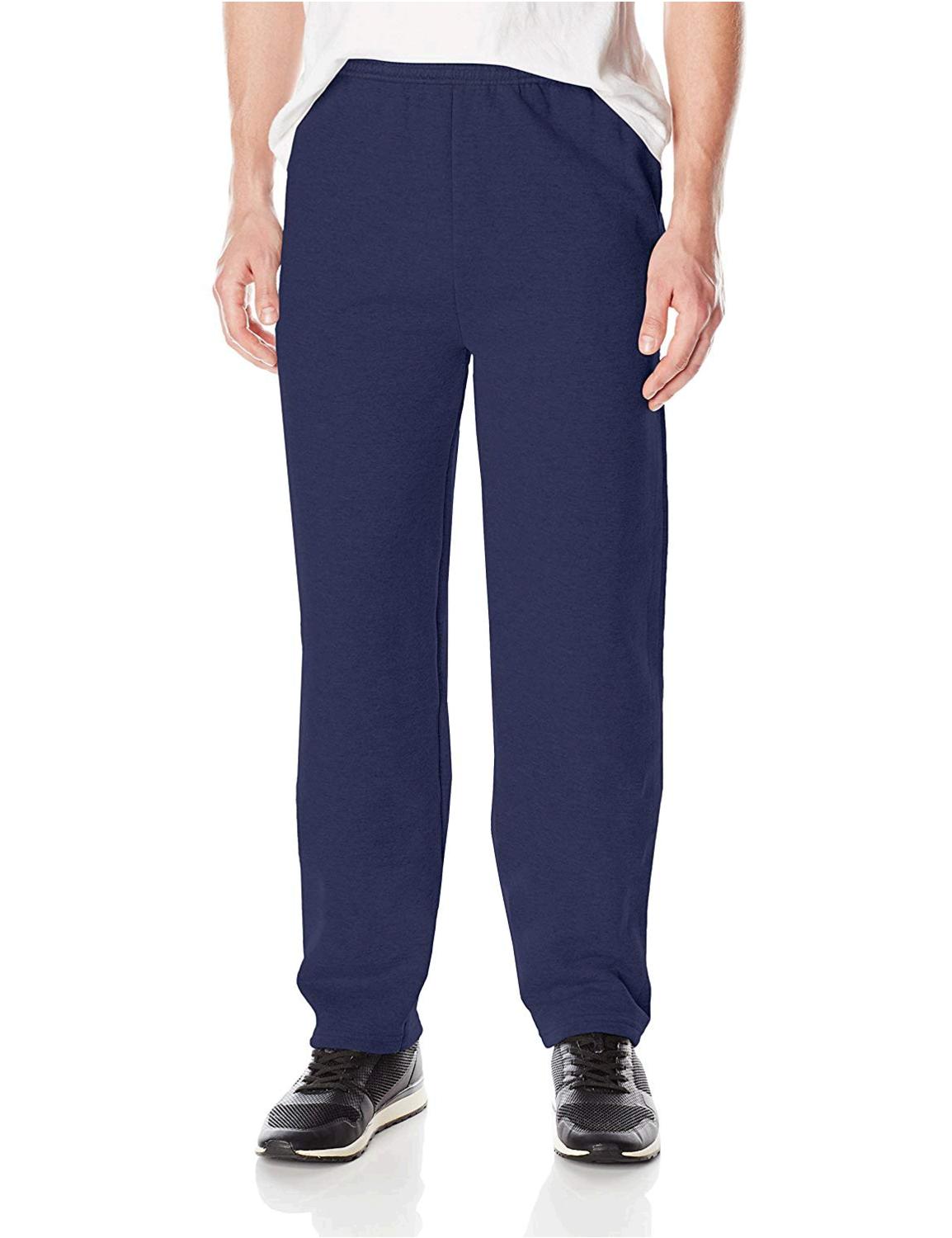 Hanes Men's Ecosmart Open Leg Fleece Pant with Pockets,, Navy, Size X ...