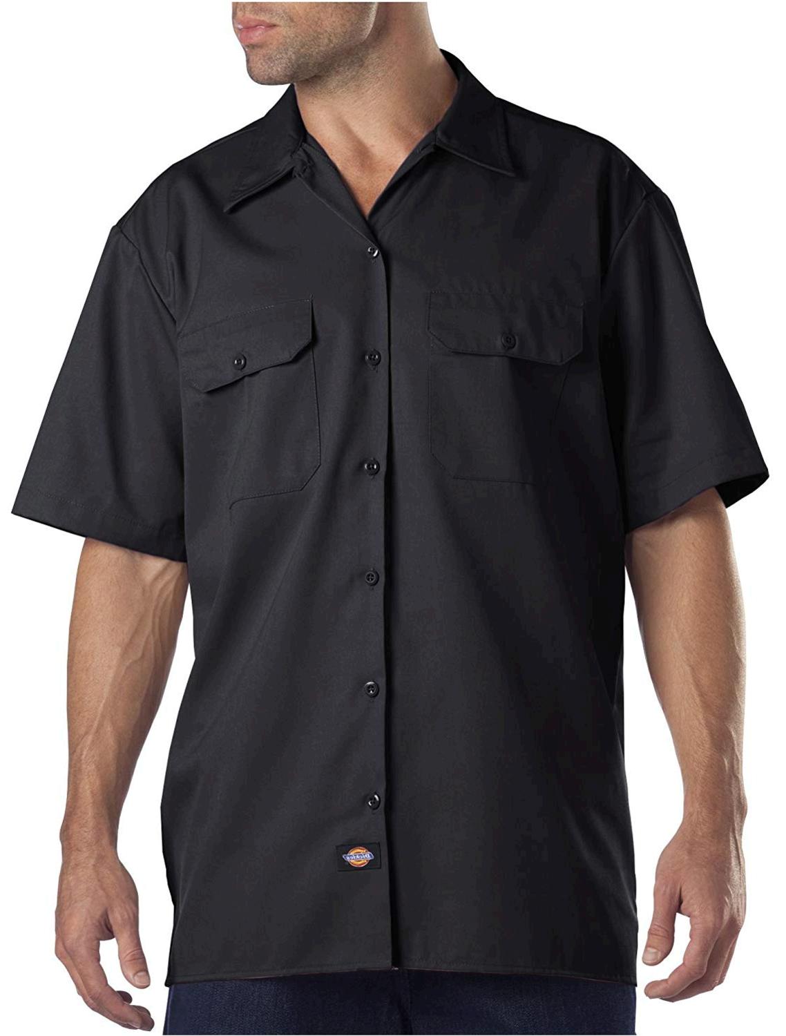 Dickies Men's Big-Tall Short-Sleeve Work Shirt,Black,5X, Black, Size 5. ...