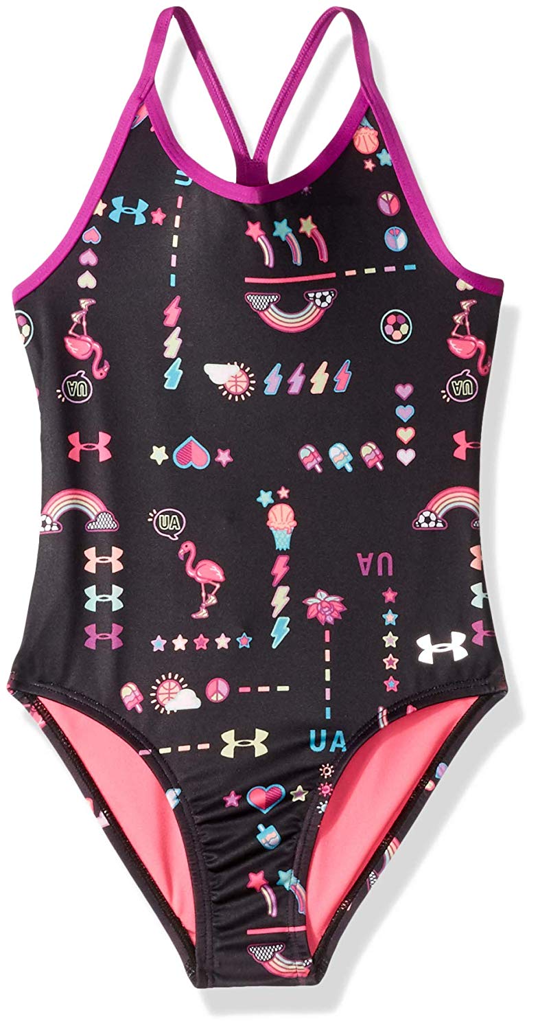 Under Armour Big Girls' One Piece Swimsuit, BlackS191,, Blacks191