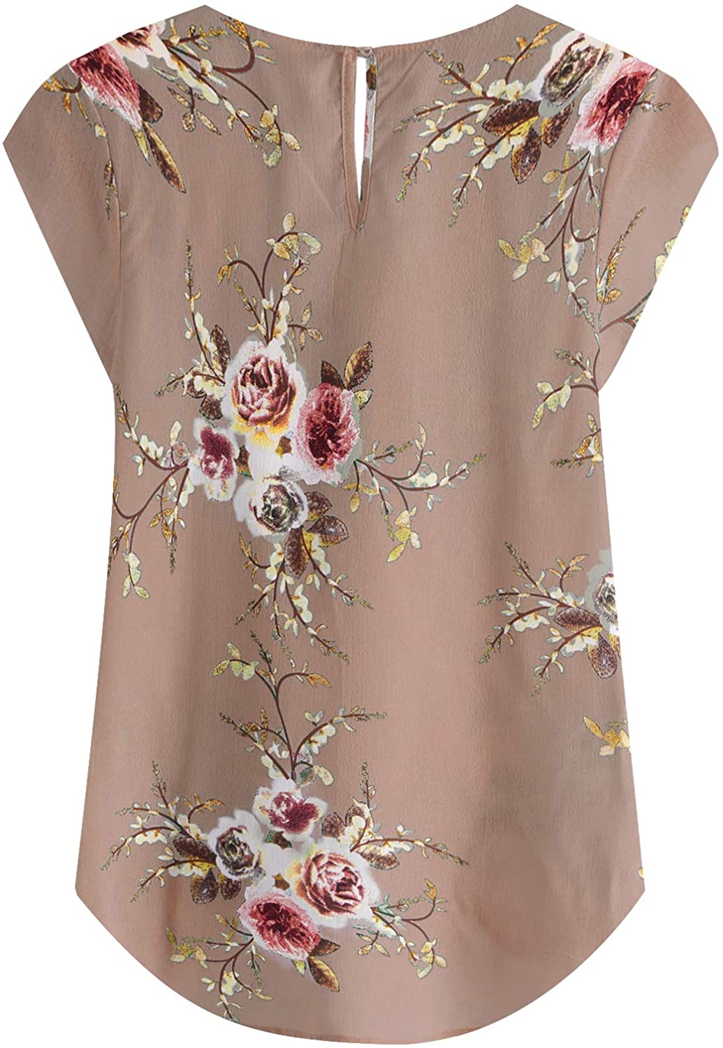 Milumia Women's Elegant Floral Print Petal Cap Sleeve Pleated, Camel ...