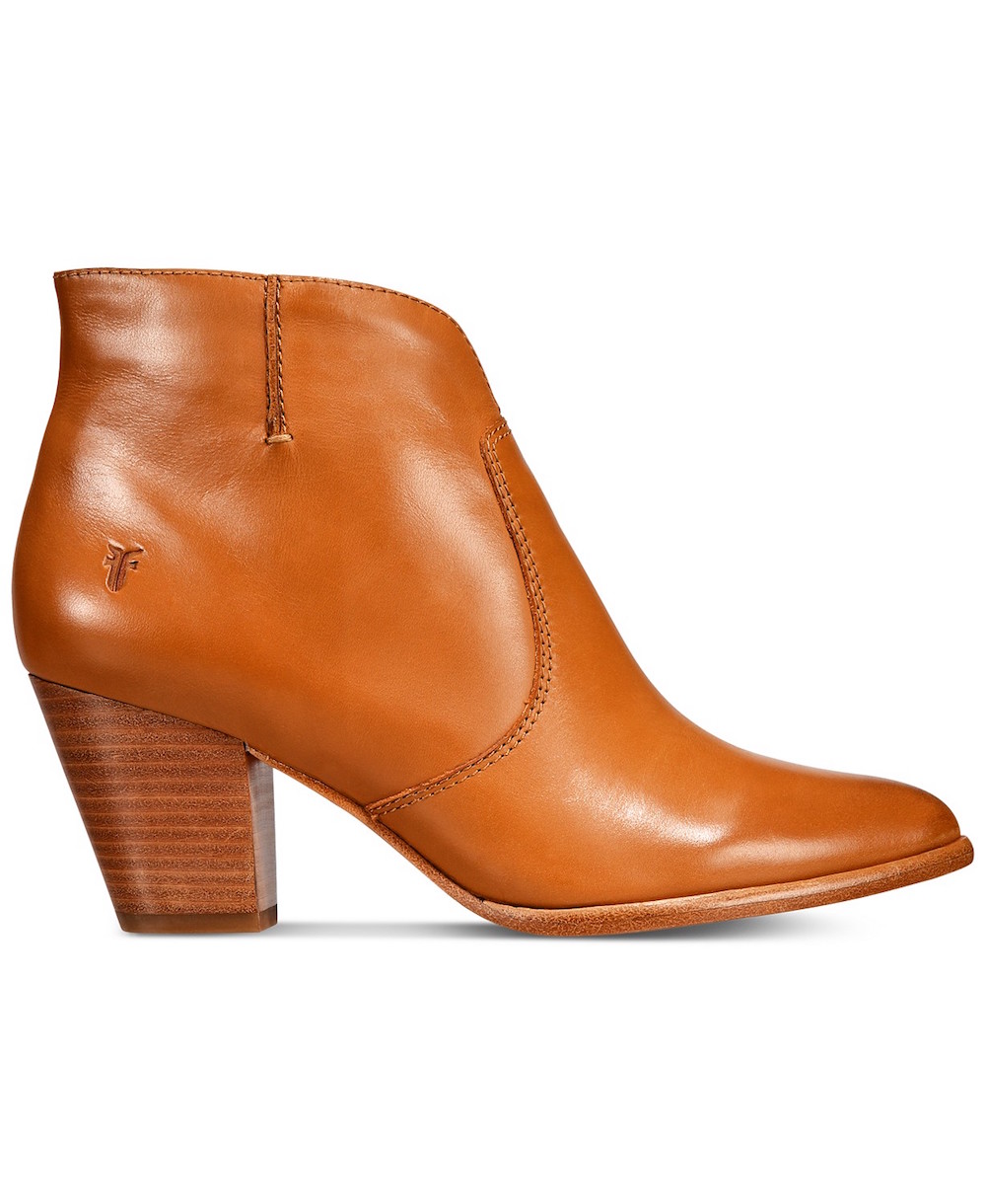 Frye Womens Jennifer Bootie Leather Pointed Toe Ankle Fashion, cognac