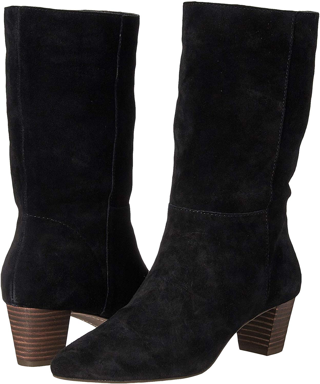 black calf length boots with heel