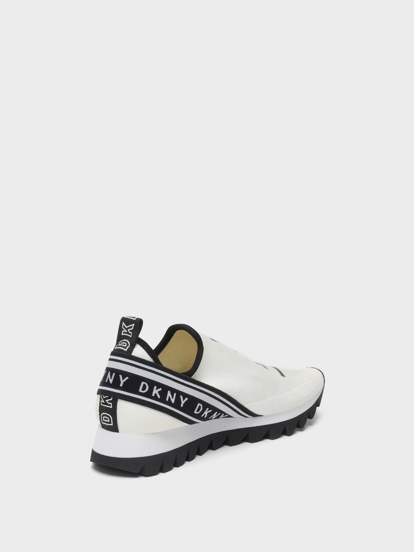 DKNY Womens Abbi Fabric Low Top Slip On Fashion Sneakers, White, Size 8