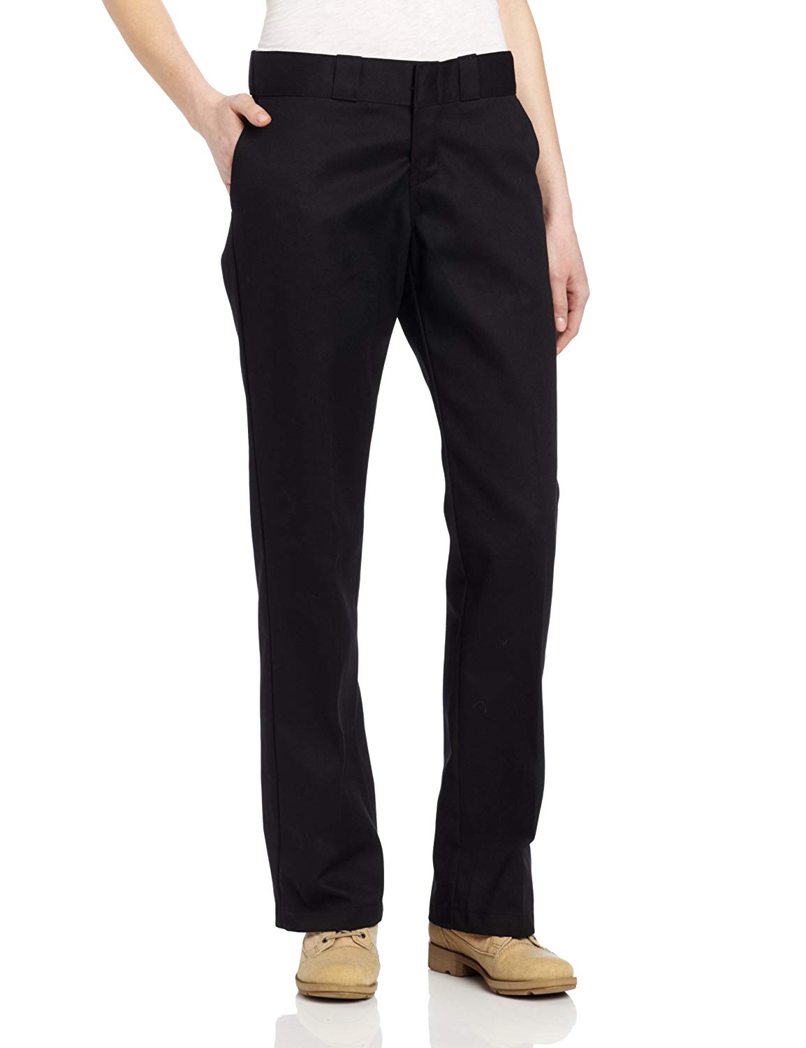 Dickies Women's Original Work Pant with Wrinkle And Stain, Black, Size ...