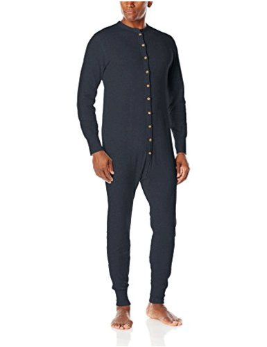 Duofold Men's Mid Weight Double Layer Thermal Union suit,, Navy, Size ...