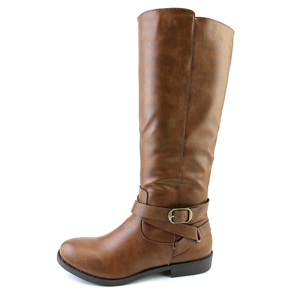 round toe knee high heel boots